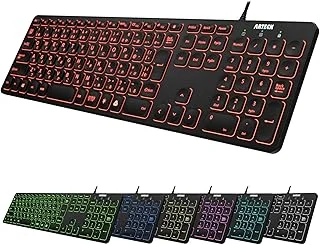 Arteck USB有線キーボード 7色バックライト B09STTTKBKのサムネイル画像