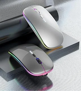 ワイヤレス マウス bluetooth 5.2 充電式 2.4GHz 薄型 静音 3DPIモード シルバーのサムネイル画像