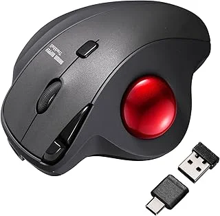 サンワサプライ ワイヤレストラックボール 静音・5ボタン・親指操作タイプ MA-WTB185BKのサムネイル画像