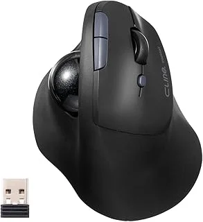 サンワダイレクト トラックボール エルゴノミクス マウス 静音 無線 Bluetooth 2.4GHz 充電式 400-MAWBTTB190BKのサムネイル画像